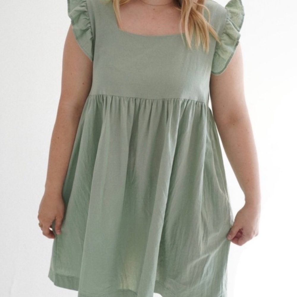 Carly Jean Los Angeles Light Green Ruffle Mini Dress